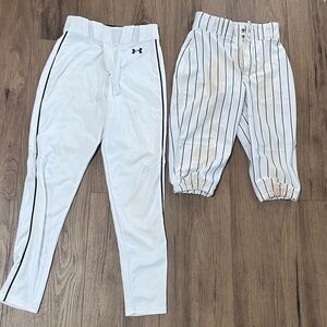 Under Armour CHAMPRO Kids White Athletic 2 pair baseball Pant and crop
